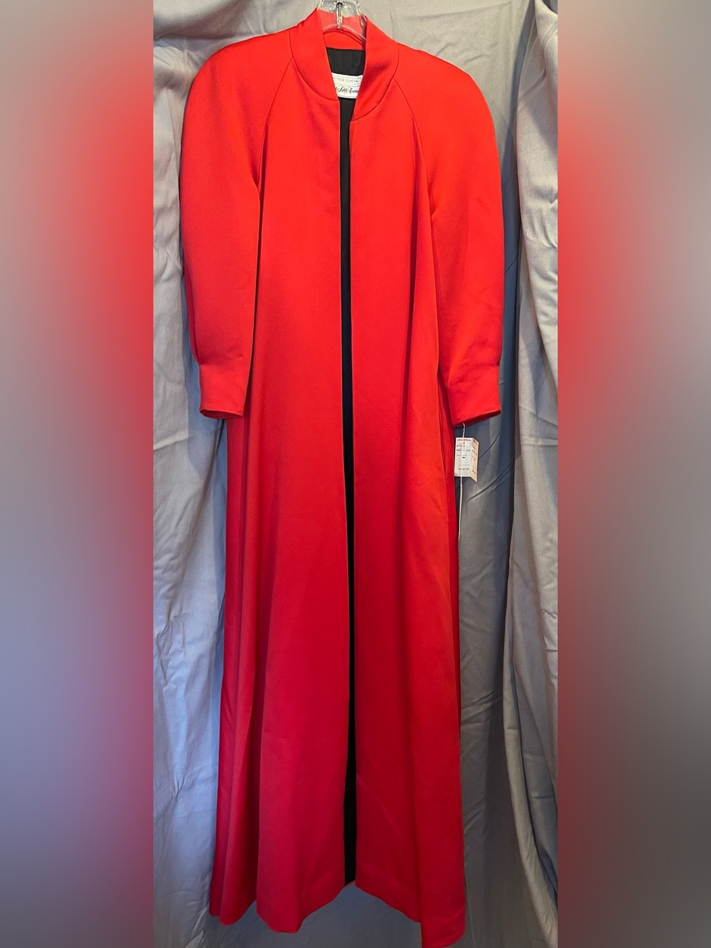 Vintage Victor Costa Vibrant Red Long Sleeve Maxi Dress